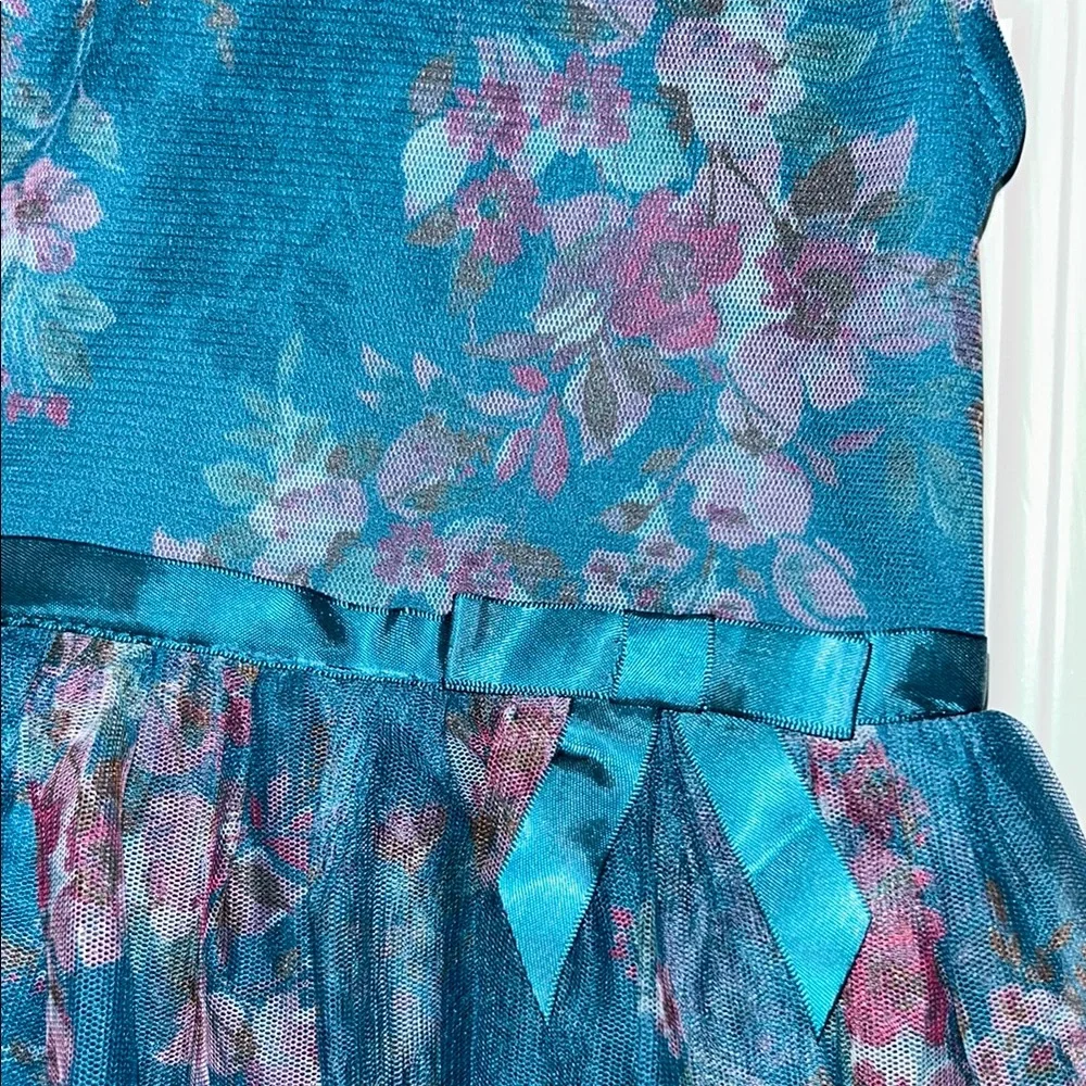 Floral Blue/green and Red Lace Kids Dresses - Picture 8 of 11